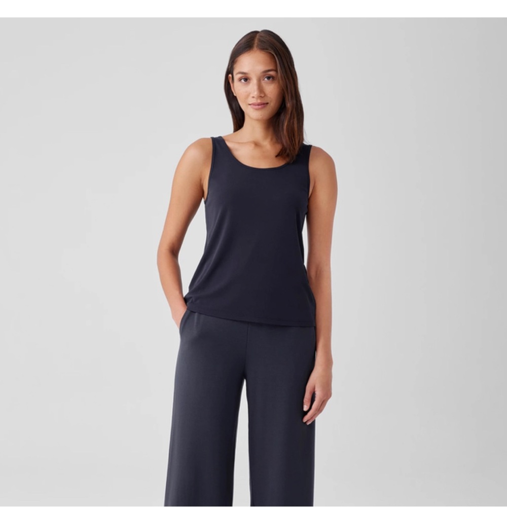 Eileen Fisher Renew Stretch Silk Jersey Scoop Neck Tank